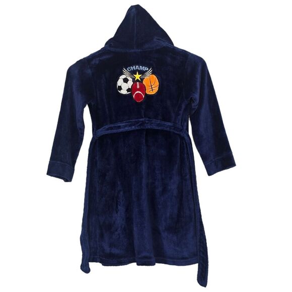 Komar Kids Boys Plush Fleece Robe Navy Blue Sports Champ Size XS 5 6 - Picture 6 of 9